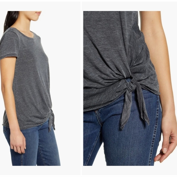 New Caslon Burnout Side Tie T-Shirt - Picture 3 of 8